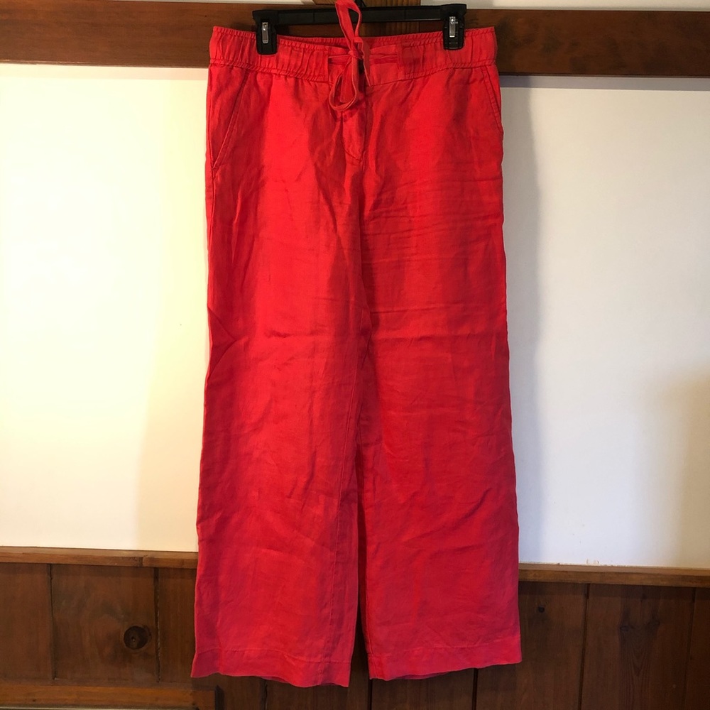 Red Wide leg linen pant